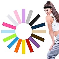 Firtink 16 Pcs Yoga Cotton Headbands Stretchy Elastic Solid Headbands Mixed Colors Ballet Head Band Cotton Sports Hairband for Women Girls Suitable for Yoga, Pilates, Running, Cycling