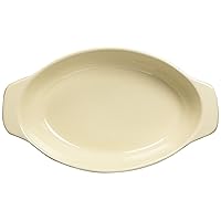 DELISH KITCHEN L-1889 Pearl Metal Gratin Dish, Yellow, 7.5 x 5.1 inches (19 x 13 cm), Heat Resistant Deep Oval Plate
