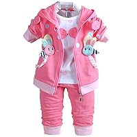 6M-4Y 3pcs Baby Girl Casual Hoodie Jacket Cotton T-Shirt Pants Sweater