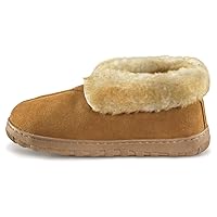 Guide Gear Mens Bootie Slippers, Suede Soft Cushioned Bedroom House Shoes with Rubber Sole and Wool Blend Lining for Indoor Outdoor Use