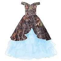Camo and Organza Pageant Cocktail Dress Flower Girl Dresses with Cap Sleeves