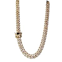 Iced Miami Cuban Chain Necklace Choker Chain 12mm 20 inches long, 14k Gold Finish Cuban Choker, Gold Simulated CZ Diamnds Interstate I-10 Pendant, Rappers choice i10 Freeway Charm, Iced Chain Pendant Necklace, Mens jewelry, Men's Gold Necklace, Gift boxes Included