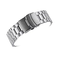 Men's Watchbands Stainless Steel 18mm 20mm 22mm Curved End Watchband Men Women Metal Solid Double Lock Buckle Strap (Band Color : Silver, Band Width : 18mm)