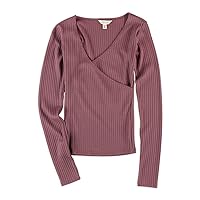 AEROPOSTALE Womens Ribbed Crossover Pullover Blouse, Purple, X-Small