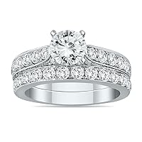 AGS Certified 2 1/2 Carat TW Diamond Bridal Set in 14K White Gold (H-I Color, I1-I2 Clarity)