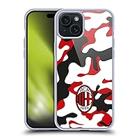 Officially Licensed AC Milan Camouflage Crest Patterns Soft Gel Case Compatible with Apple iPhone 15 Plus and Compatible with MagSafe Accessories