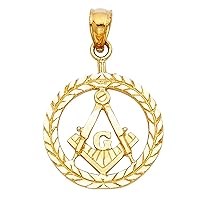 14ct Yellow Gold Freemason Masonic Pendant Necklace 16x16mm Jewelry Gifts for Women