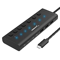 SABRENT USB C Hub 7-Port 20W Powered Hub with Switches (HB-3A4C)
