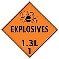 NMC DL93P National Marker Dot Placard Explosives Sign, 1.3L 1, 10 3/4 Inches x 10 3/4 Inches, Ps Vinyl
