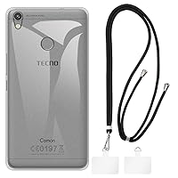 Tecno Camon CX Air Case + Universal Mobile Phone Lanyards, Neck/Crossbody Soft Strap Silicone TPU Cover Bumper Shell for Tecno Camon CX Air (5.5”)