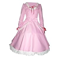 Pink Vintage Girl Cute Bow Lace-up Ruffles Princess Dress Women Dresses