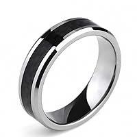 6 mm Black Carbon Fiber Inlay Tungsten Carbide Ring Men High Polished Finish Edges Wedding Band Women Jewelry Comfort Fit