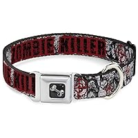 Buckle-Down Seatbelt Buckle Dog Collar - ZOMBIE KILLER w/Stacked Zombies Sketch - 1