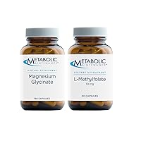 Metabolic Maintenance 2-Product Cardiovascular Support Set with L-Methylfolate 10mg - Active Folate L-5-MTHF (90 Capsules) + Magnesium Glycinate - Pure Magnesium + Vitamin C Supplement (180 Capsules)