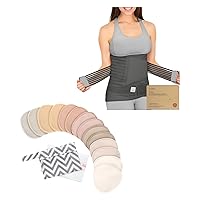 Keababies 3 in 1 Postpartum Belly Support Recovery Wrap and Organic Nursing Pads Breast Pads for Breastfeeding - Postpartum Belly Band - Nursing Bra Nipple Pads for Breastfeeding, Pumping Bra Reusable
