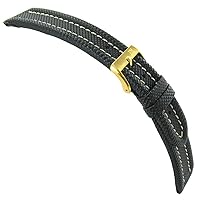 18mm Morellato Gommy Black White Stitched Rubber Water Resistant Watch Band 1449