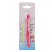 Denture Brush Toothbrush,Double Sided Elderly Denture Cleaning Brush,Portable Plaque Dirt Removal False Teeth Cleaning Brush for Home,Travel(pink), premium hard denture brush toothbrush for clean