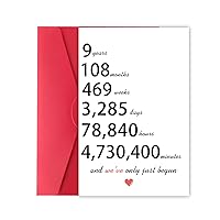Funny 9 Years Anniversary Card for Her Him, Sweet 9th Marriage Anniversary Card for Husband Wife, Pottery Aday Gifts for Couple, Happy Nine Wedding Anniversary Cards for Parents