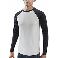 Mens Casual Basic Soft Active Sports Long Raglan Sleeve Running Gym Baseball T-Shirt