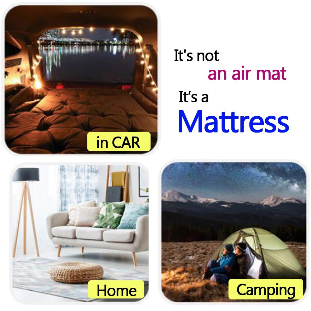 UILB Self Inflating Camping Mattress 2.7 Inches Thickness Automatic Car Mattress Double Oversize Bed Travel，Camping，SUV，MPV Home Guest (Pillow Type)