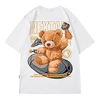 Men Women Teddy Bear Graphic Oversize T-Shirt, Harajuku Cute Y2K Tee Short Sleeve Shirt Preppy Top Korean Streetwear