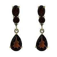 Carillon Red Garnet Natural Gemstone Pear Shape Drop Dangle Anniversary Earrings 925 Sterling Silver Jewelry | Yellow Gold Plated
