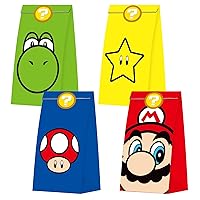 BCHOCKS 28 PCS Game Theme Birthday Party Candy Gift Bags for Super Bros Mario Party Supplies Birthday Party Decorations - Party Favor Goody Treat Candy Bags for Game Kids Adults Birthday Party Decor