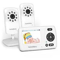 HelloBaby Monitor with 2 Cameras, 1000ft Long Range Video Baby Monitor, Baby Monitor No WiFi, Night Vision, VOX Mode-Power Saving, 2.4'' Portable Travel Screen, Baby Safety Camera, for Baby/Pet/Elder