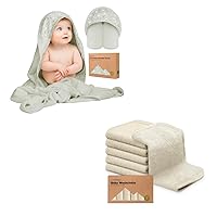 Baby Hooded Towel and Baby Washcloths - Bamboo Viscose Baby Towel, Bamboo Viscose Baby Towels and Washcloths