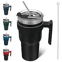 BJPKPK Tumbler With Handle 30 oz Stainless Steel Double Wall Insulated Tumbler Cups With Lid And Straw,Black
