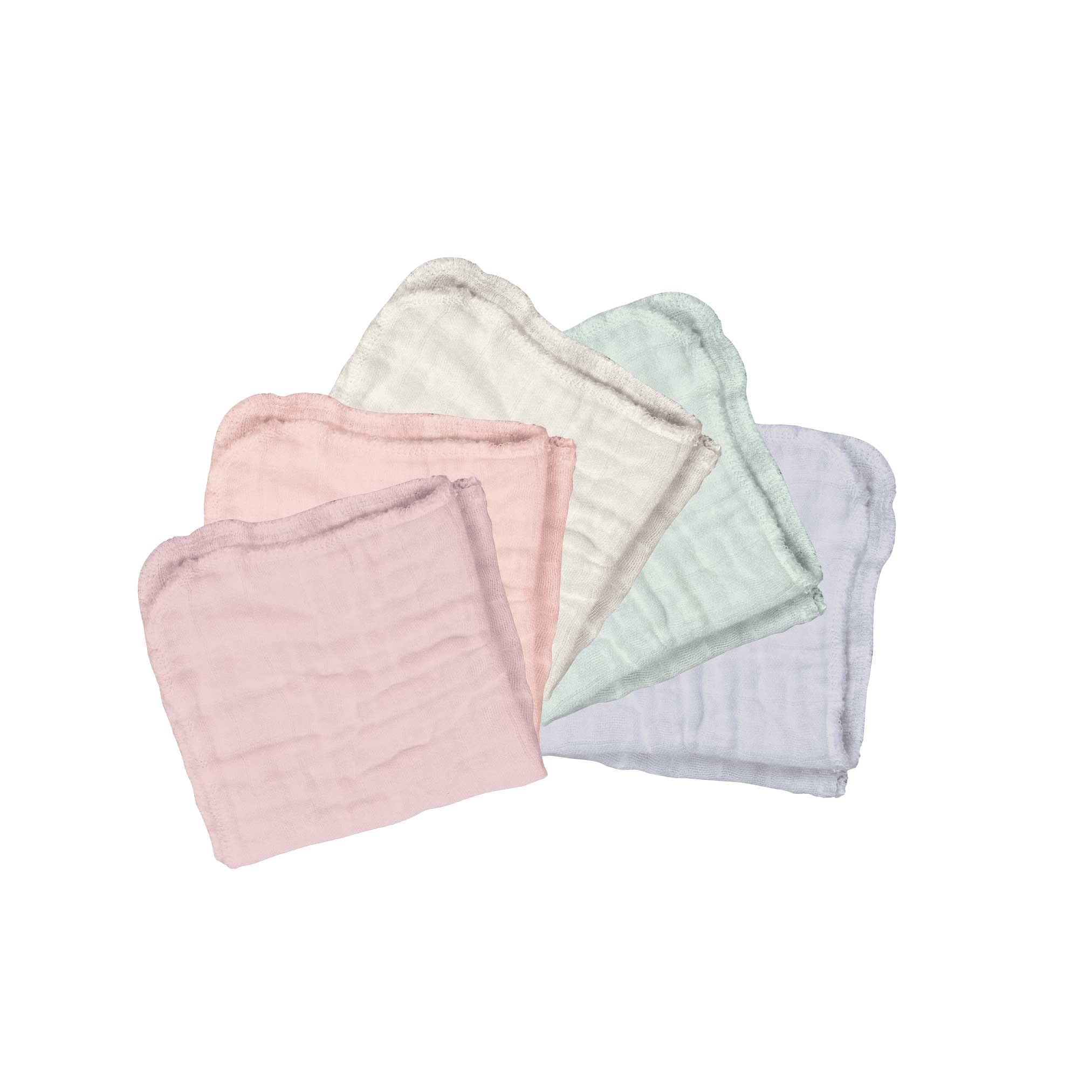 green sprouts Reusable Muslin Cloths Made from Organic Cotton (5 Pack) |Reusable Baby Wipes | Without Formaldehyde or AZO Dyes | Multi-Purpose, Pre-Washed, Machine Washable One Size, Rose Set, 5 Pack