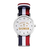 Trust Me I Am Engineer Printed Quartz Watches Fashion Arabic Numerals Wrist Watch with Adjustable Strap for Men Women