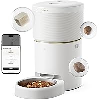 Vacuum-Sealed Automatic Cat Feeders, 8L/34Cups Automatic Dog Feeder with 5G Wi-Fi, Automatic Cat Food Dispenser for Airtight Storage, Space Pet Feeder with 187mm Large Food Tray for Cat & Dog