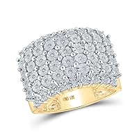 The Diamond Deal 10kt Yellow Gold Mens Round Diamond Pave Big Look Band Ring 1/5 Cttw