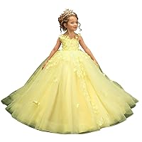 ZHengquan Flower Girls' Floral Tulle Sleeveless Prom Dresses Puffle Kids Bridesmaid Ball Gowns Princess Party