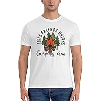 Men's Cotton T-Shirt Tees, The Best Memories Camping Graphic Fashion Short Sleeve Tee S-6XL