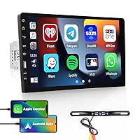 9 Inch Car Radio Single Din Car Stereo with Apple Carplay Android Auto, Hikity Touch Screen Car Radio Bluetooth Car Audio Support Mirror Link FM AM/USB/EQ Setting + Backup Camera