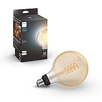 Smart 60W G40 Filament LED Bulb - White Ambiance Warm-to-Cool White Light - 1 Pack - 550LM - E26 - Indoor - Control with Hue App - Works with Alexa, Google Assistant and Apple Homekit