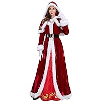 Christmas Gowns Red Christmas Dresses for Women 2023 Elegant Hooded Cape Plush Dress for Xmas Party Cosplay Outfits