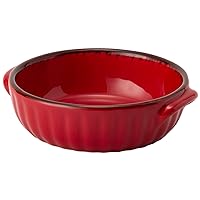 TAMAKI T-783696 Gratin Dish Gather Red, Diameter 6.3 x Depth 5.7 x Height 1.8 inches (16 x 14.5 x 4.5 cm), 16.9 fl oz (480 ml), Microwave, Dishwasher, Oven Safe