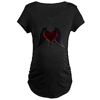 CafePress Black Winged Goth Heart Maternity T Shirt Women's Maternity Ruched Side T-Shirt