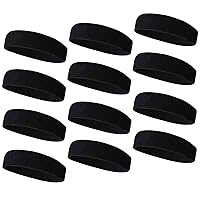 12 Pieces Terry Headbands, Athletic Cotton Sweatbands for Running Tennis Basketball