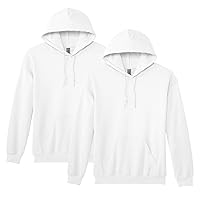 Gildan Adult Fleece Hoodie Sweatshirt, Style G18500, Multipack, White (2-Pack), Large