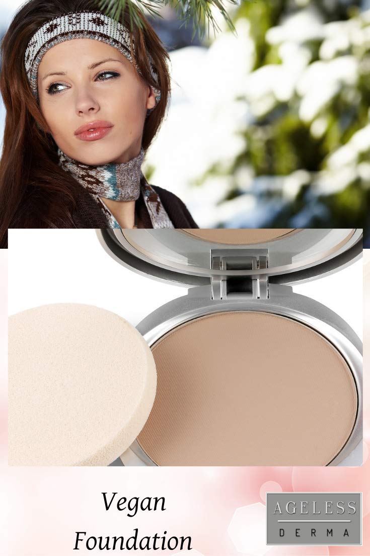 Ageless Derma Natural Mineral Makeup Foundation- A Healthy Full Coverage Vegan Pressed Powder. Made in USA (Bare Beige)