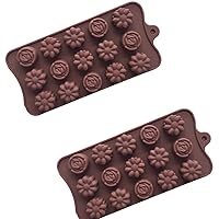 CHUNCIN - Silicone Chocolate Molds, Candy Mold, Cake Making Molds Hard Chocolate Molds Kit, Ice Cube Trays, Molds Kit for Kid Baking,Brown