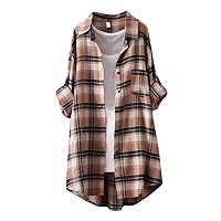 Womens Dress Shirts Long Sleeve Button Down Shirts Lapel Collar V-Neck Summer Beach Work Tunic Blouse Tops Shirts