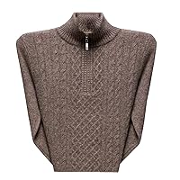 Stylish Thickened 100% Cashmere Men's Winter Business Sweater Half High Zip Collar Knitted Large Size