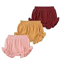 MYGBCPJS Baby Girls Boys 3 Pack Cotton Linen Blend Cute Bloomer Shorts Loose Harem Shorts