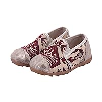 Boy's and Girl's Embroidery Canvas Sneaker Loafer Shoes Kid's Cute Flat Shoe