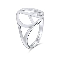 Bling Jewelry Open Symbol World Peace Sign Ring For Teen For Women .925 Sterling Silver Spilt Shank Band